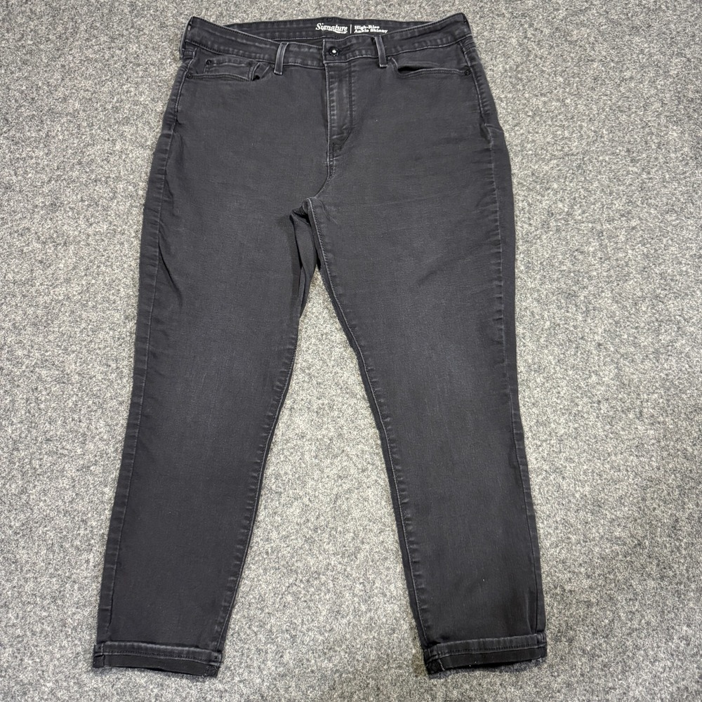 Signature Levi Jeans Black High Rise‎ Skinny Ankle Women's 18 W34 (Fits 34x24)